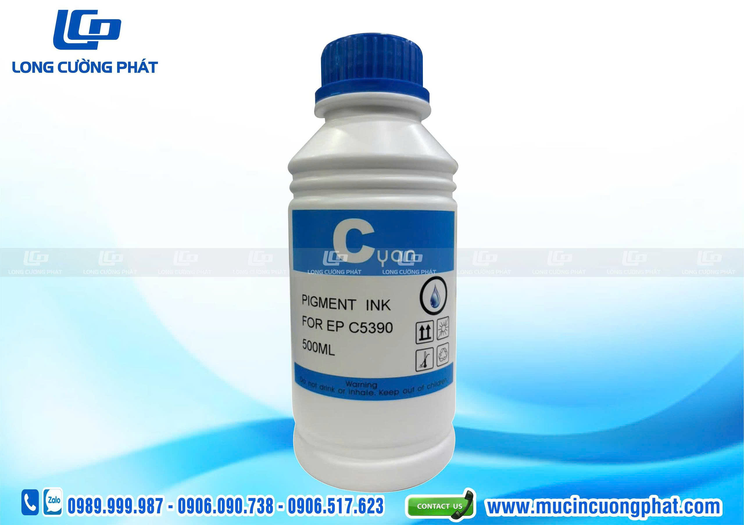 Mực Pigment Premium 500ml màu Xanh - chuyên dụng cho Epson C5390, C5890, S887, S887F