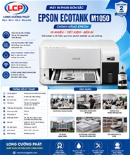 Máy in phun đen trắng Epson Ecotank M1050 - In wifi